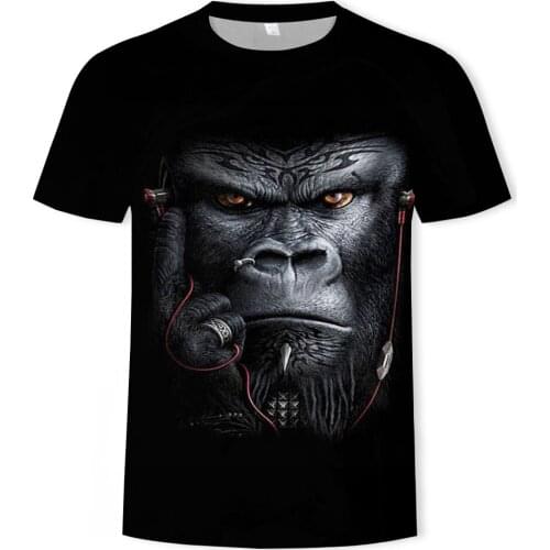 Hot sale summer fashion wolf pattern 3D printing Harajuku mens T-shirt O-neck all-match T-shirt for men and women