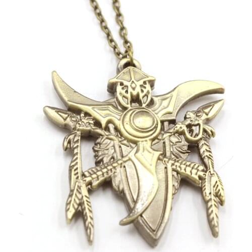 Fashion Gothic Punk World of Warcraft WoW Night Elf Badge Necklace Pendant Antique Bronze Alloy Jewelry