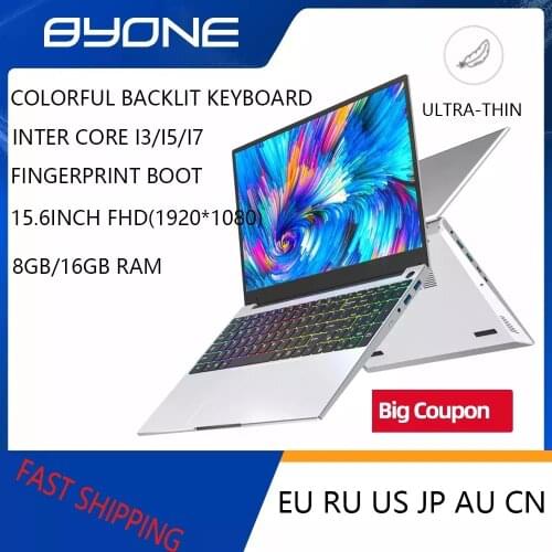 15.6 Inch Intel Core i3 i5 i7 Laptop Gaming Laptop 8GB RAM 256G 512G SSD Fingerprint Unlock 1920x1080 Protable Laptop Computer