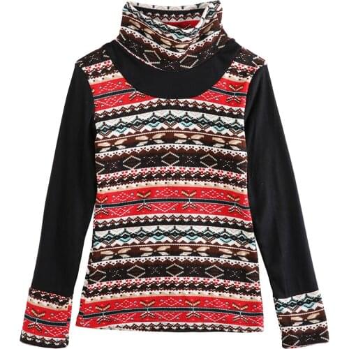 ITFABS Newest Arrivals Fashion Hot Women Casual National Style Turtleneck Lady Knitted Long Sleeve Jumper Tops Pullover Sweater