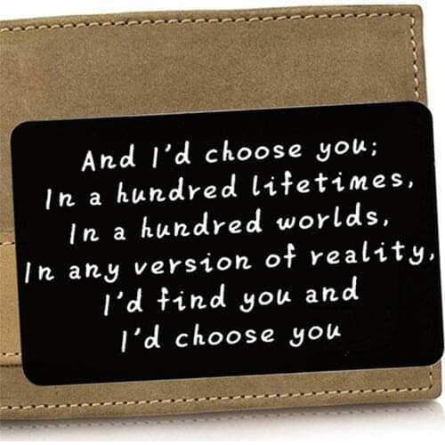 Engraved with Love Message card Wallet Card Wallet Insert for Love/Husband /Boyfriend/couple