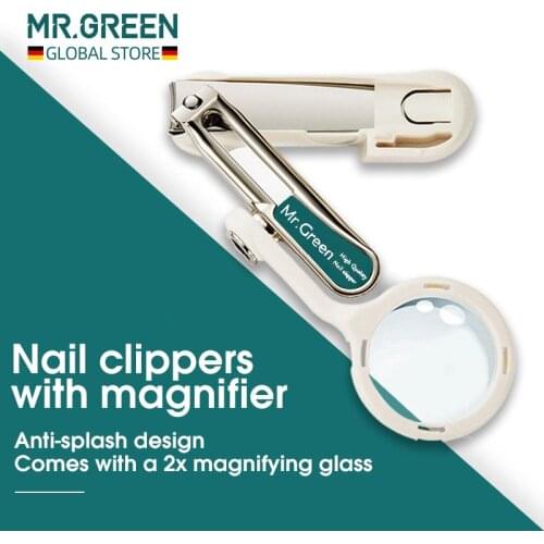 MR.GREEN Nail clipper with Magnifying Glass magnifier For Poor Vision Stainless Steel No Splash Manicure Tools Cutter Idea Gift