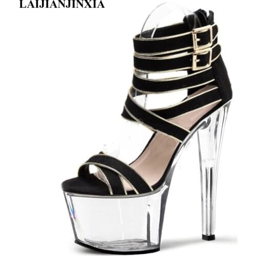 LAIJIANJINXIA New Ankle Strap Pole Dancing Shoes Thin Heels 6 inch High-heeled Formal Dress Shoes Fashion Sexy Women Sandals