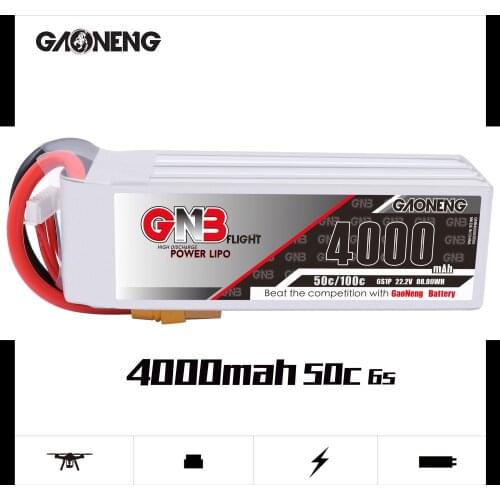 Gaoneng GNB 4000mAh 6S 22.2V 50C/100C Lipo Battery with XT60 XT90S EC5 Plug for FPV Drone RC Helicopter Car Boat RC Parts