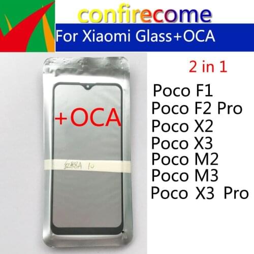 10Pcs\Lot Laminated OCA Outer Glass For Xiaomi Poco F1 X2 X3 M2 M3 F2 M2 Pro M2Pro F2Pro LCD Touch Screen Outer Lens Cover