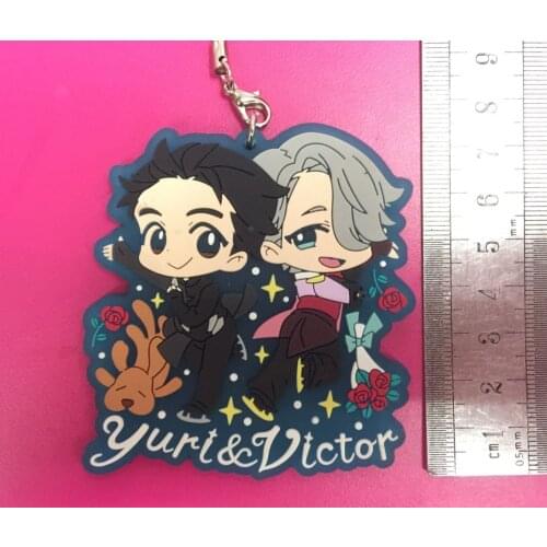 YURI ON ICE Anime keychain Victor Nikiforov Katsuki JJ Otabek Yuuri Plisetsky Rubber strap/mobile phone charms G899