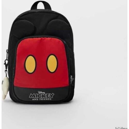 Disney Cartoon Fashion Mickey Mouse Nylon Backpack Bags Silicone PU Cloth Shoulder Strap Zipper Backpack