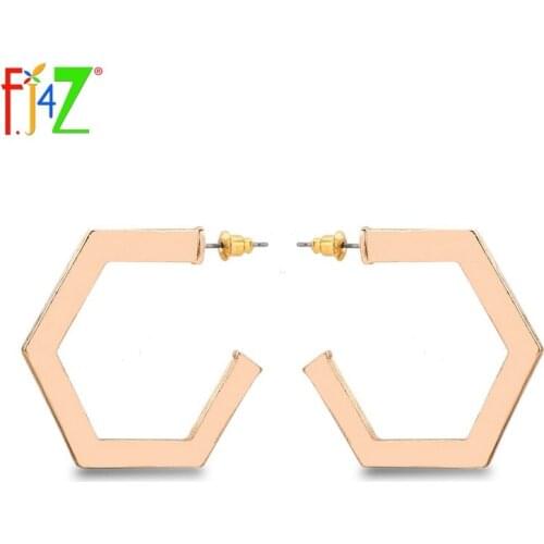 F.J4Z New Arrival Golden Stud Earrings Hot Fashion Personality Geometric Earrings For Women Jewelry Accessories