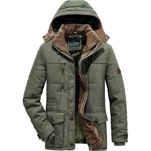 Men Winter Hooded Thick Fleece Parkas Jacket Hat Detachable Coat Men Outdoor Military Casual Pockets loose Parka Jackets Men 7XL