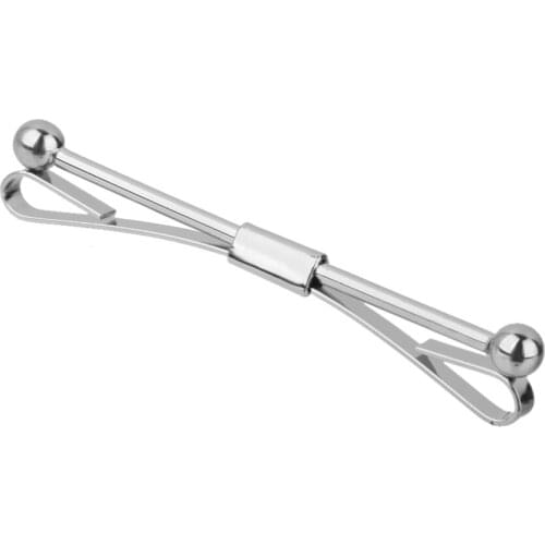 Phenovo Necktie Shirt Tie Collar Pin Tie Clip Clasp Bar Brooch Men Accessory for Jewelry DIY Accessories Findings -Silver Color