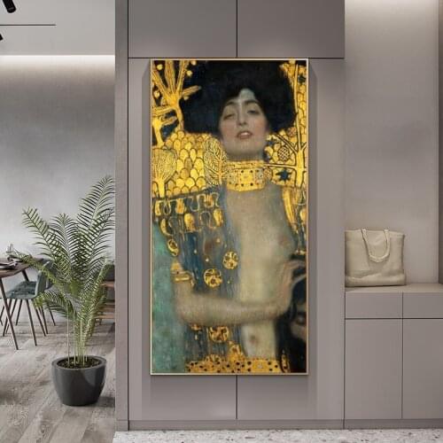 Judith and the Head of Holofernes by Gustav Klimt Famous Art Paintings Reproductions Wall Art Posters Gustav Klimt Gold Pictures