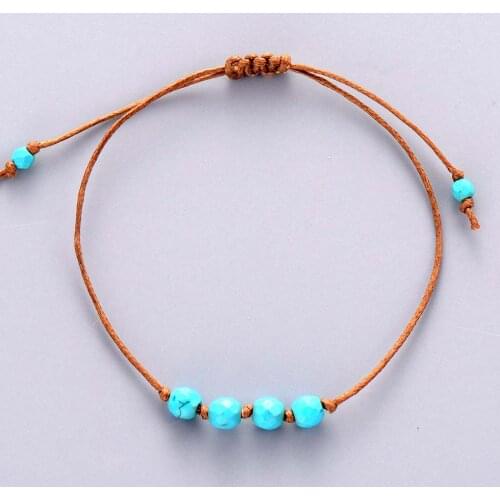 Simple Bracelet Stones Bead Friendship Bracelet Boho Cord Knot Adjustable Bracelet Women Beaded Bohemia Girls Bracelet
