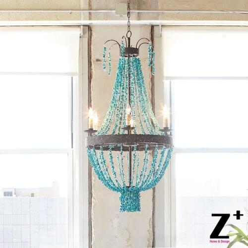 Replica item Blue Stone Turquoise Beads Six-Light Chandelier D70CM Regina Andrew free shipping