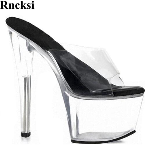 Rncksi Pole Dance Sexy Lady Women Pole Dance 17cm High-Heeled With Platform Shoes Slippers Shoes Wedding Party Dress Slippers