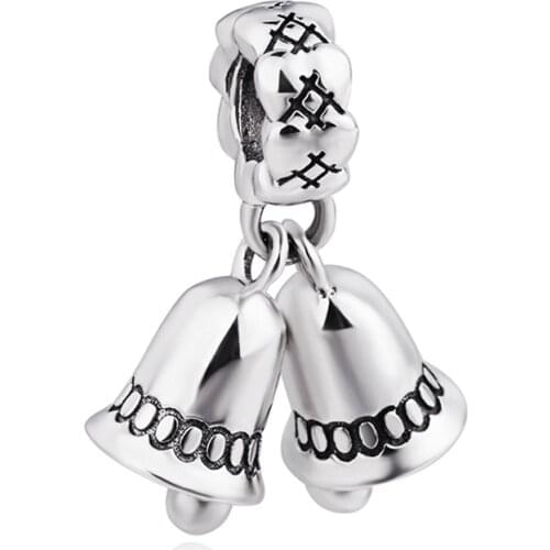 S925 Silver Charm bell Pendant Bead Fit Sterling Silver Original Charms Bracelets Bangles Christmas Gift