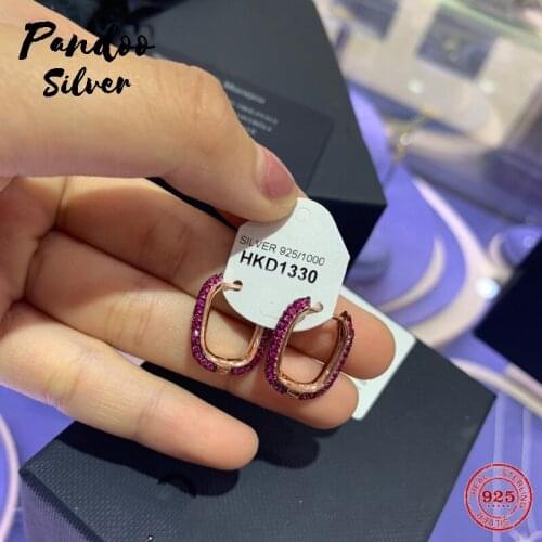 Fashion Charm Copy 1:1 Replica, White and Burgundy Rectangle Hoop Earrings In Pair Women Jewelry Gift