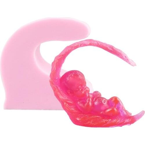 Sleeping Baby On The Feather Silicone Soap Mold 3D Angel Candle Chocolate Fondant Fudge Pastry Baking Molds Cake Decorating Tool