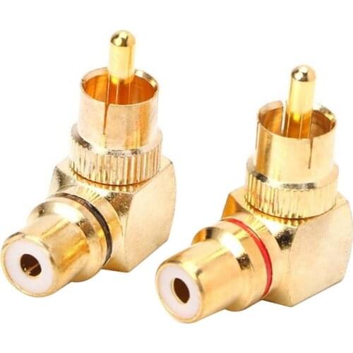 Universal Convenient 2Pcs RCA Right Angle Male to Female Gold Plated Connector 90 Degree Adapter Accessories