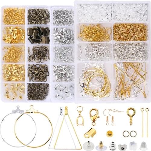 Jewelry Findings Tools Set Alloy Accessories Earring Hooks Clip Buckle Lobster Clasp Open Jump Ring Jewelry Making Supplies Kit