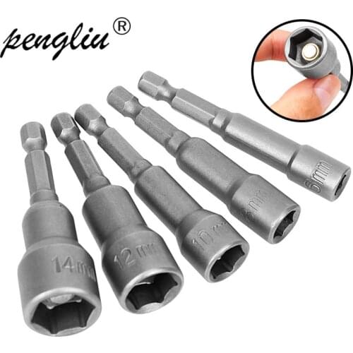 1PC Hex Socket Sleeve Nozzles Strong Magnetic Nut driver Set Drill Bit Adapter 6 7 8 10 12 14MM