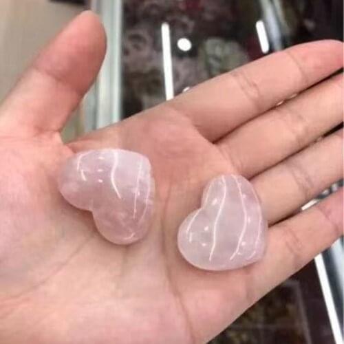 1pc Top Natural Pink Rose Hearts Quartz Crystal Pendant Pretty Polished 25mm Stone Healing for Jewelry Making
