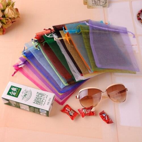 100pcs/lot 20x30cm Big Drawstring Organza Bags Christmas Packaging Bags For Beads Wedding Party Decoration Bag Gift Pouch