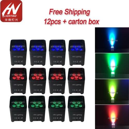 12pcs Smart DJ S6 Battery Powered Wireless DMX LED Uplights 6*18w RGBWA UV 6in1 uplighting party lights