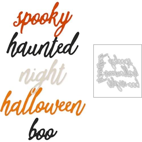 2020 New English Words Halloween Night Spooky Haunted Boo Metal Cutting Dies For DIY Making Greeting Card Scrapbooking No Stamps