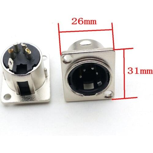 XLR Connector 4 Pin XLR Panel Mount XLR Chassis Male Plug Wire Connector