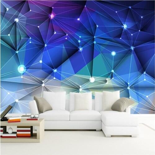 Beibehang Custom wallpaper mural any size 3D fashion abstract blue geometric polygon sky background wall papel de parede