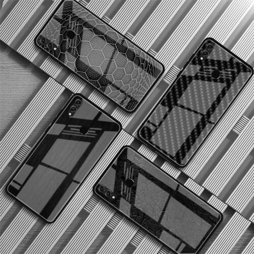 Car carbon fiber simple Tempered Glass Phone Case For Huawei P20 P30 P40 P40 Lite Pro Psmart Mate 20 30 Cover Shell