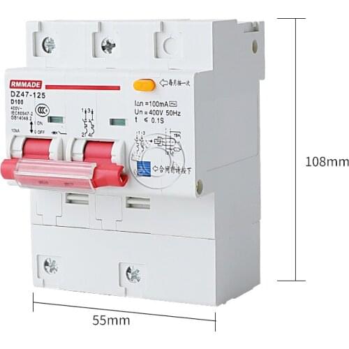 Dz47LE-125 Three-phase Four Wire Leakage Protector 2P + N Vacuum Circuit Breaker Air Switch 63A 80A100A 125A