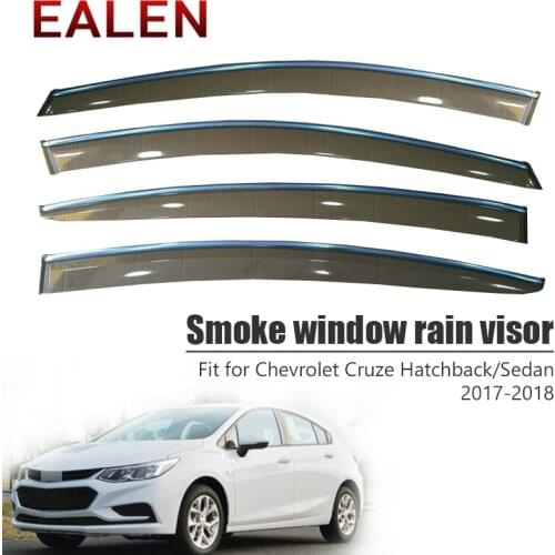 EALEN For Chevrolet Cruze Sedan/Hatchback 2017 2018 Vent Sun Deflectors Guard Accessories 4Pcs/1Set Smoke Window Rain Visor