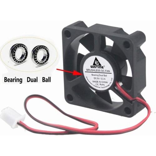 Gdstime 2 pieces DC 5V 35x35x10mm Dual Ball 3510 2Pin Small Brushless Cooling Fan 35mm x 10mm 3.5cm 35mmx35mmx10mm