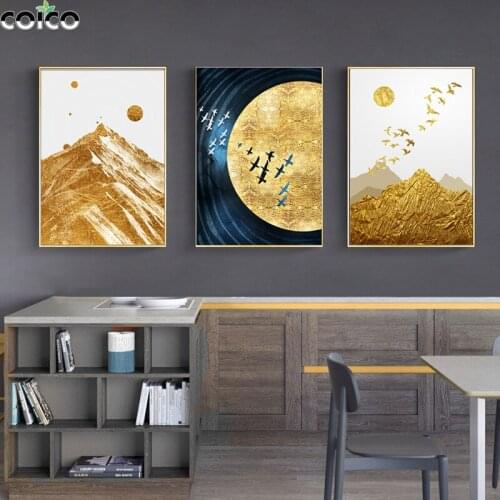 Mountain Moon Marble Texture Scenery Wall Art Poster Canvas Painting Abstract Home Decor Picture Prints Luxury Wall Painting