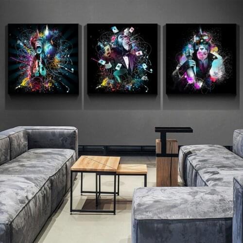 Graffiti Music Street Pop Art Gorilla Monkey Canvas Painting Wall Posters and Prints Wall Art Picture Cuadros for Living Room
