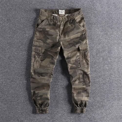 American style camouflage overalls mens fashion brand loose Leggings mens casual sports Harem Pants multi bag trouser 28-38