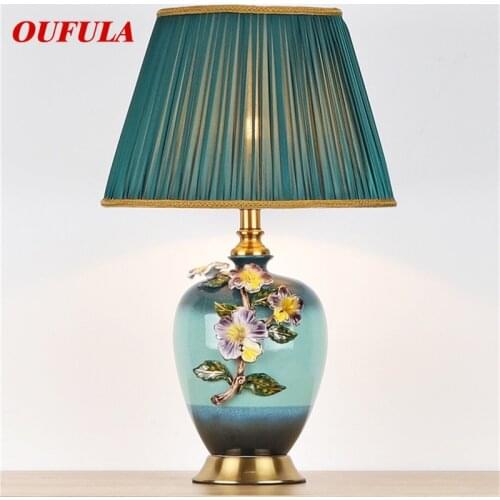 OUFULA Ceramic Table Lamps Desk Luxury Modern Contemporary Fabric for Foyer Living Room Office Creative Bed Room Hotel