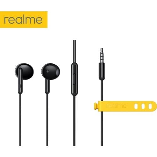 Realme Buds Classic Earphones 1.3m Wired Earbuds Half In-Ear Built-in Mic 14.2mm Large Driver Headset Remote and Microphone