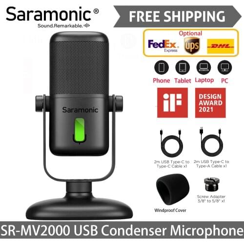 Saramonic Recording Condenser Microphone USB-C Professional Studio Mic Noise Reduction for Podcasters Vlog Video Live Gaming