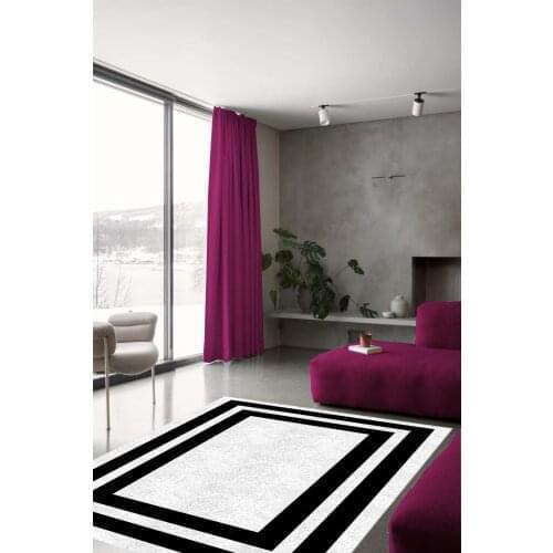 Black-Rimmed White Carpet (Machine Washable Non-Slip Leather Base 80cm X 300cm) - CP055
