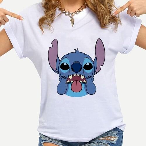 Summer Lilo & Stitch Basic T-shirt Women Casual Short Sleeve Tee-Shirts Female Tops Women 2021 New Fashion S-3XL