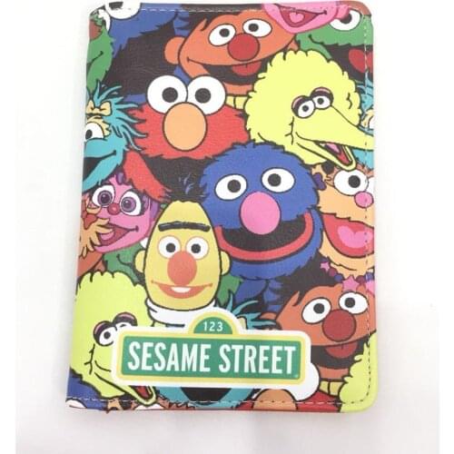 Fashion Passport Cover Women Cute Cartoon Sesame Street Travel Passport Holder Soft PU Leather Passport Case Travel Accessories