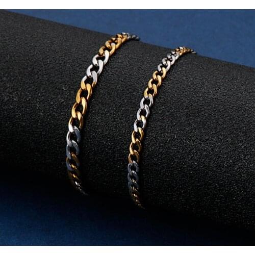 4/5mm Stainless Steel S Bracelets Mens Cuban Link Chain on Hand Male Accessories Chains Bracelets Wholesale Punk Christmas