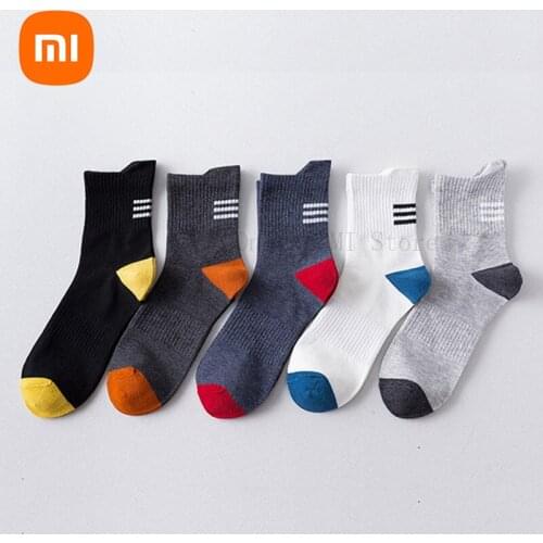 Xiaomi 100% Cotton Men Socks Breathable Socks 5pcs per bag High Quality Boat Socks Black Short For Students Size 39-44