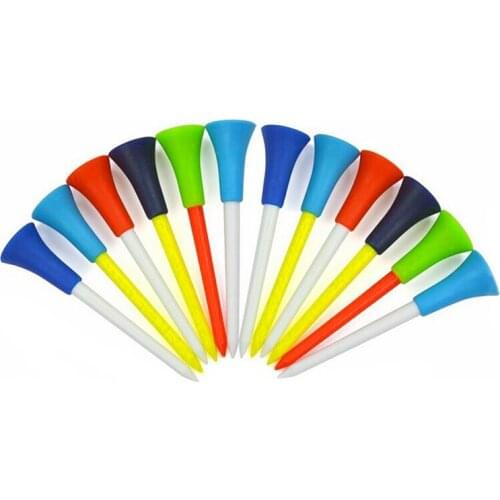 50pcs Golf Tools 83mm Multicolor Plastic Golf Tees Rubber Cushion Professional Golf Tees Rubber Cushion Durable Golf Tees