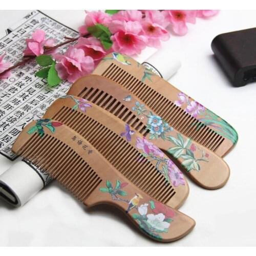 Natural Peach Wood Comb Healthy Scalp Massage Anti-Static Comb Hair Care Wooden Beauty Tool Accessories Gift