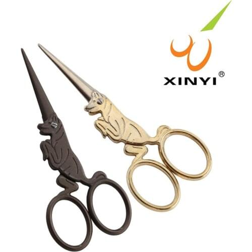 Dog Scissors Beard Eyebrow Facial Hairs False Eyelashes Trimmer Plated Titanium Retro Scissors Embroidered Cut Mini Scissors