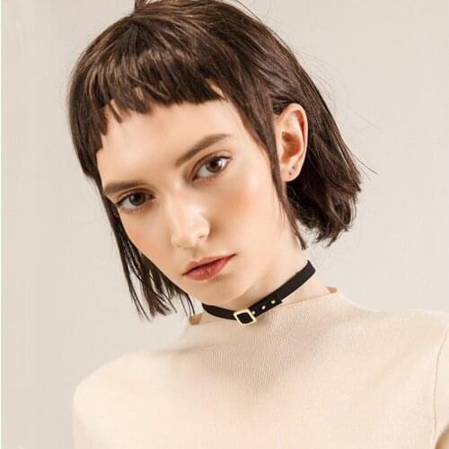 Cute Gothic Style Black Leather Rivet Choker Necklaces Women Punk Wristband Necklace Female Jewelry Party Gifts