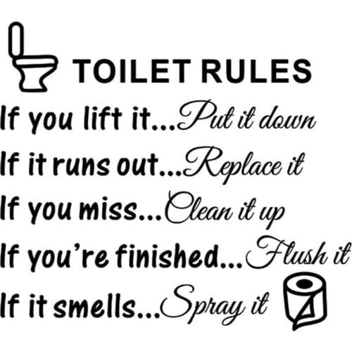 Toilet Rules Bathroom Removable Wall Sticker Vinyl Art Decals DIY Home Decor AUG889